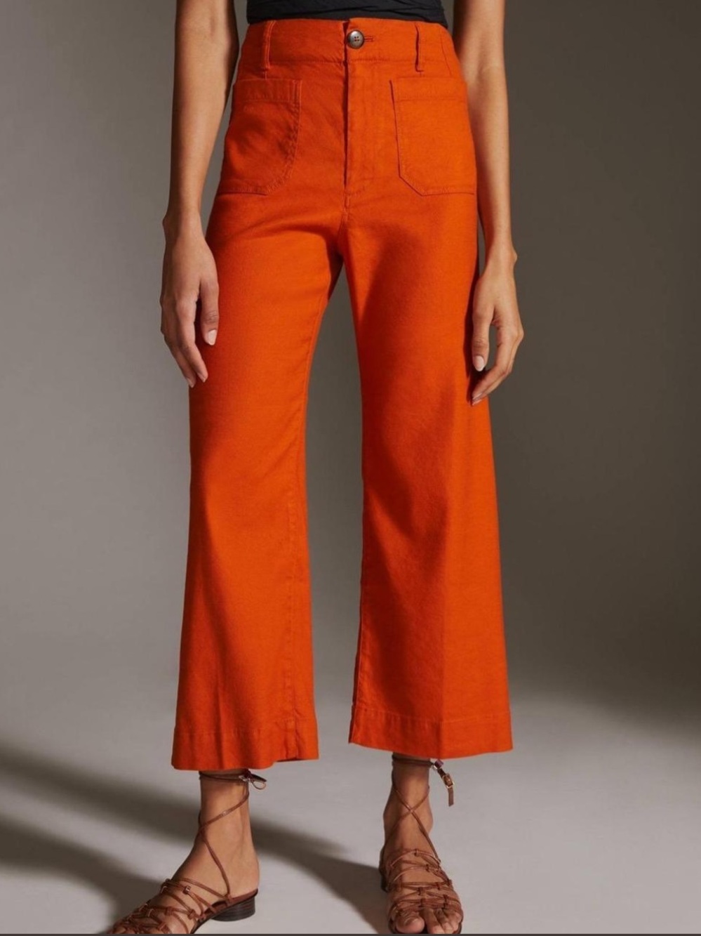 Maeve Anthropologie The Colette High-Rise Wide Leg Jeans in Orange